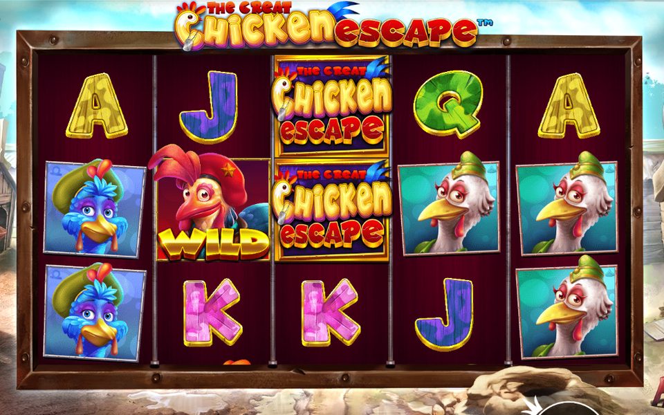 La slot The Great Chicken Escape con la gallina sui rulli